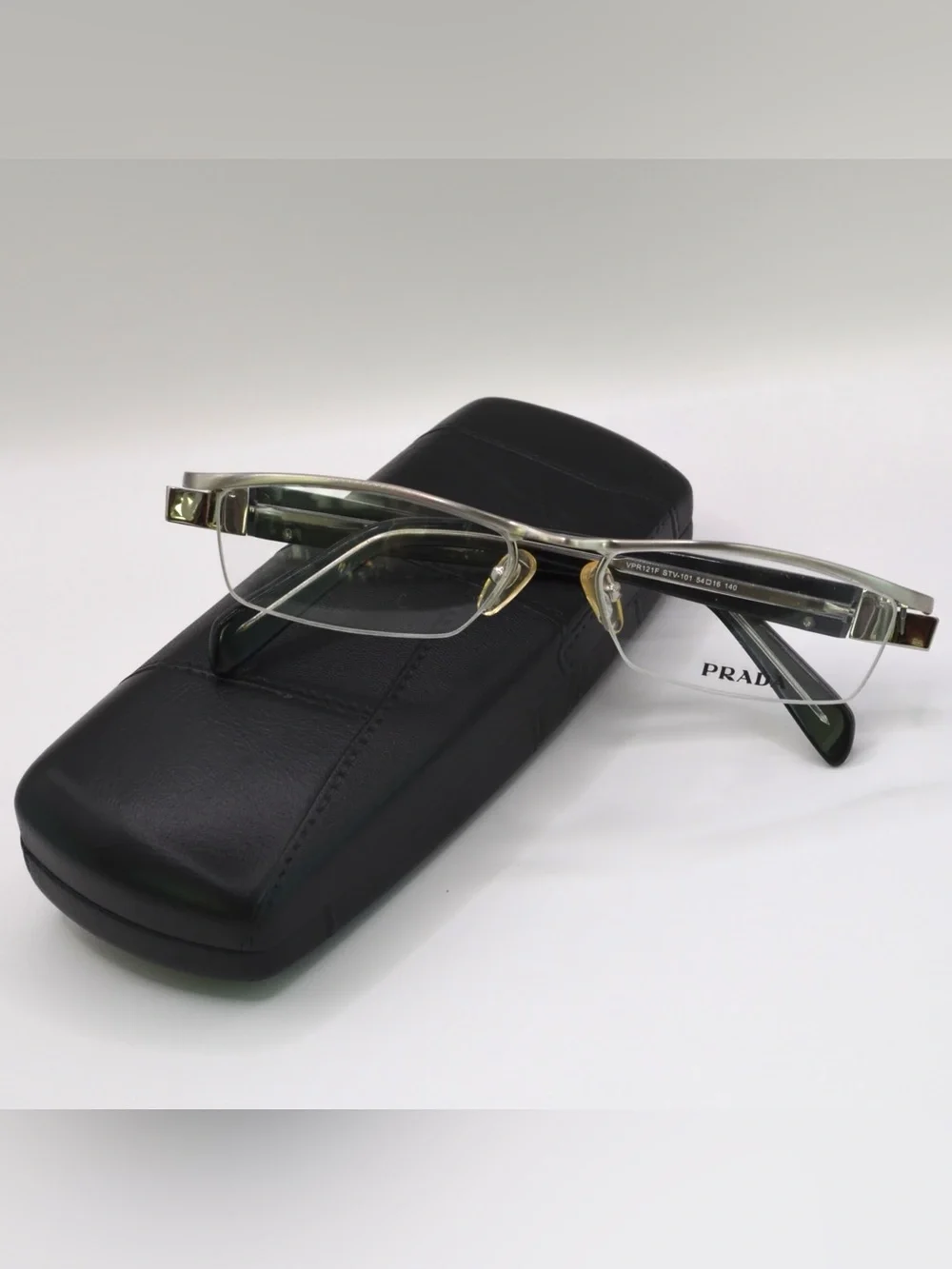 Prada Women Semi Rimless Eyeglasses | Silver & Black | Italy